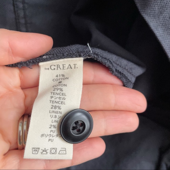 The Great The Brigade Jacket Charcoal Cotton Linen Twill Size 2 - Picture 6 of 8
